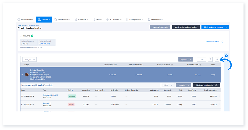 Controlar os stocks dos artigos 4