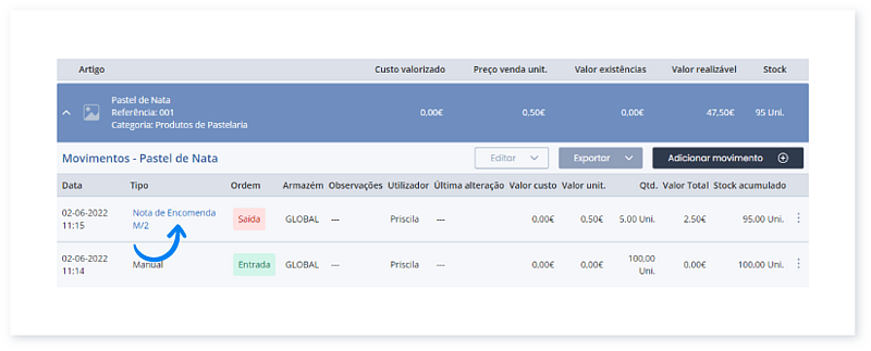 Movimente stocks a partir de documentos de transporte 1