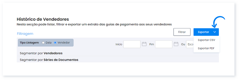Consultar, filtrar e exportar guias de Pagamento 12