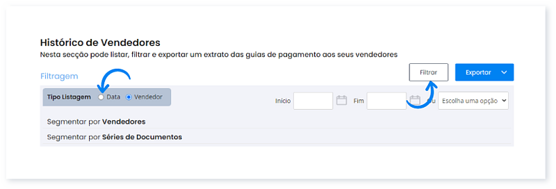 Consultar, filtrar e exportar guias de Pagamento 2