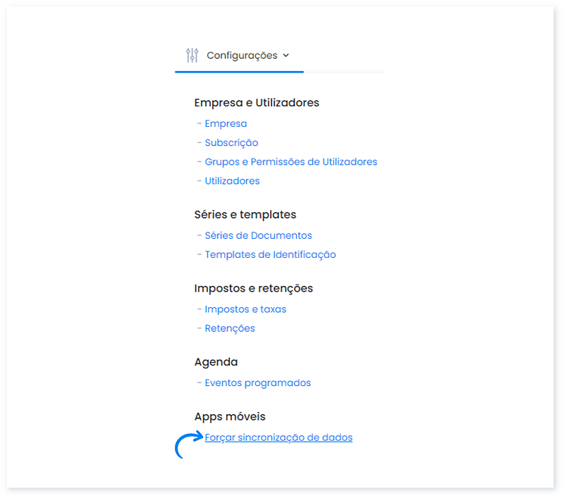 Como forçar a sincronização de dados entre a sua conta e as Apps 1