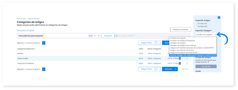Como transferir artigos entre empresas dentro do Moloni 1