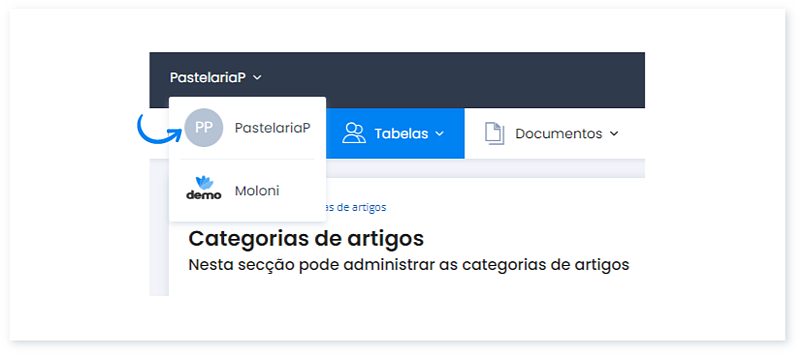 Como transferir artigos entre empresas dentro do Moloni 3