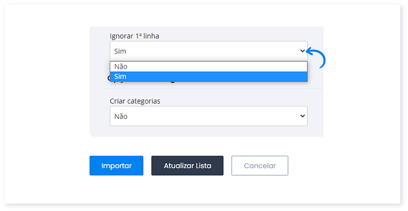 Importar categorias a partir de um ficheiro XLS, XLSX ou CSV 5