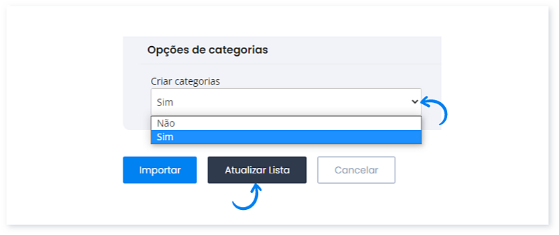 Importar categorias a partir de um ficheiro XLS, XLSX ou CSV 6