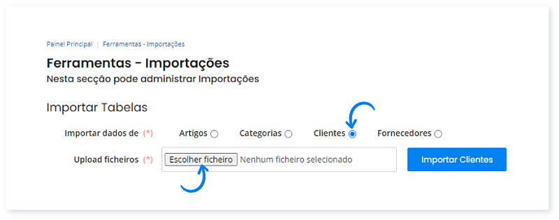 Importar clientes a partir de um ficheiro XLS, XLSX ou CSV 2