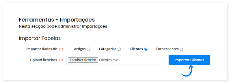 Importar clientes a partir de um ficheiro XLS, XLSX ou CSV 3