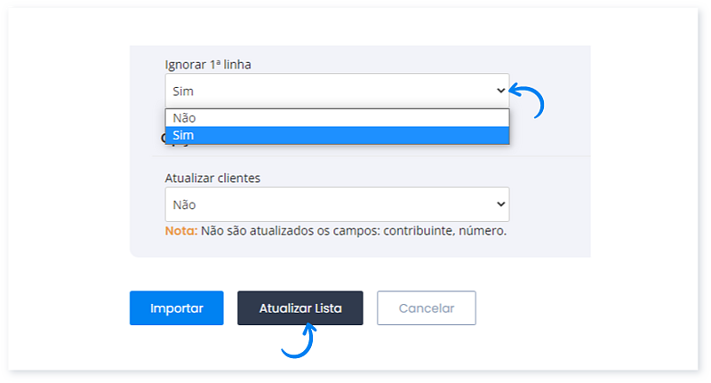 Importar clientes a partir de um ficheiro XLS, XLSX ou CSV 5