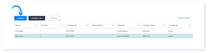 Importar clientes a partir de um ficheiro XLS, XLSX ou CSV 8