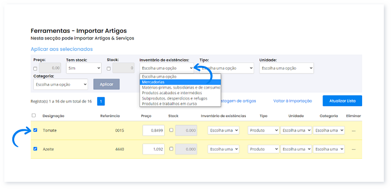 Importei dados a partir de um SAF-T(PT). Como posso organizá-los 3