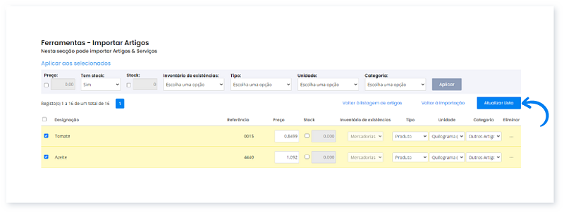 Importei dados a partir de um SAF-T(PT). Como posso organizá-los 5