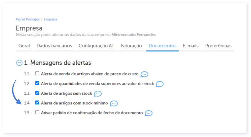 Alertas de stock mínimo