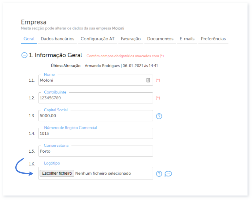 Personalizar os documentos com o logótipo