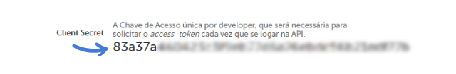 Chave Secreta para solicitar o access_token